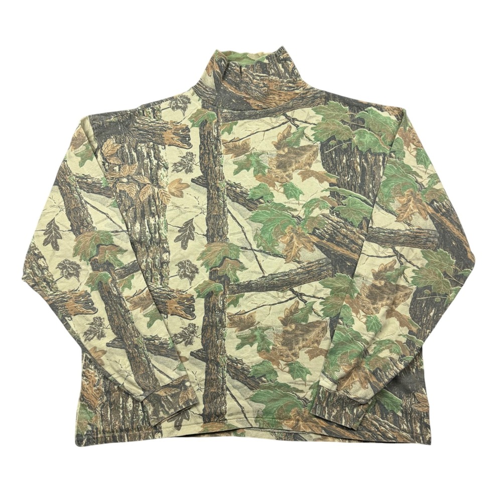 Vintage Spartan Realtree Camo Mock Neck Shirt Men 2X/3XL Long Sleeve Made in USA